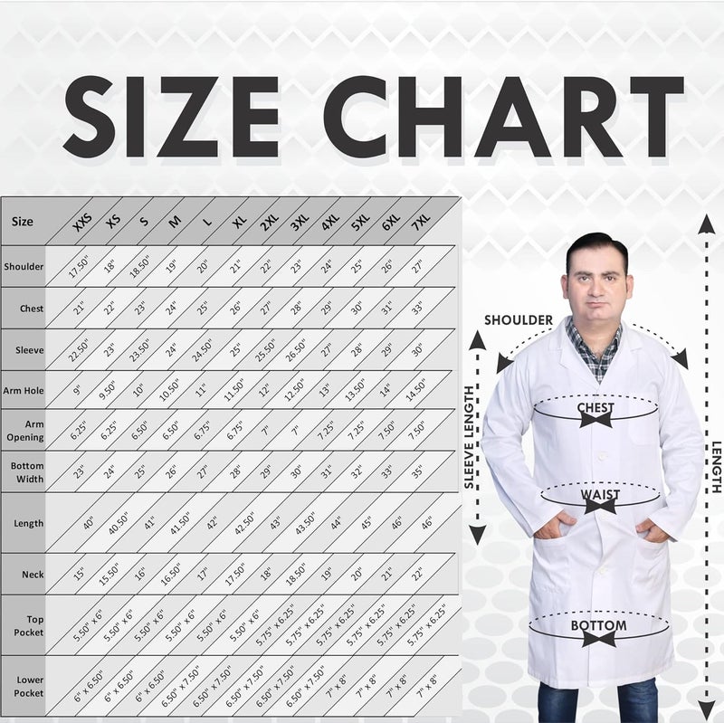 DR Instruments DR Uniforms - Unisex Lab Coat (60% Cotton / 40% Polyester) Sanforized to Prevent Shrinking - (White) - XL - Image 5